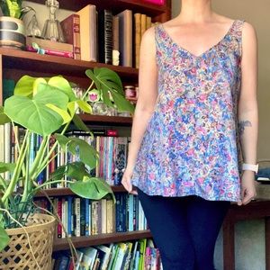 Marc Jacobs blue silk floral flowy tank top
